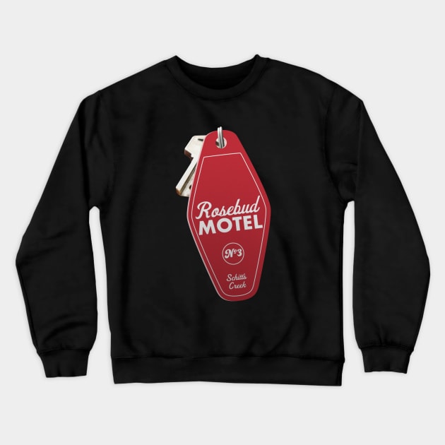 Schitt's Creek Rosebud Motel Key Tag, Retro design in red Crewneck Sweatshirt by YourGoods